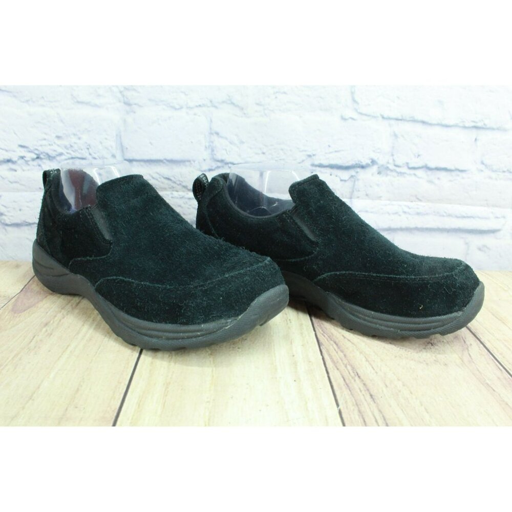 LL Bean Black Suede Comfort Moccasin Slip On Loafer Shoes Size 8.5 Wide - Picture 3 of 9